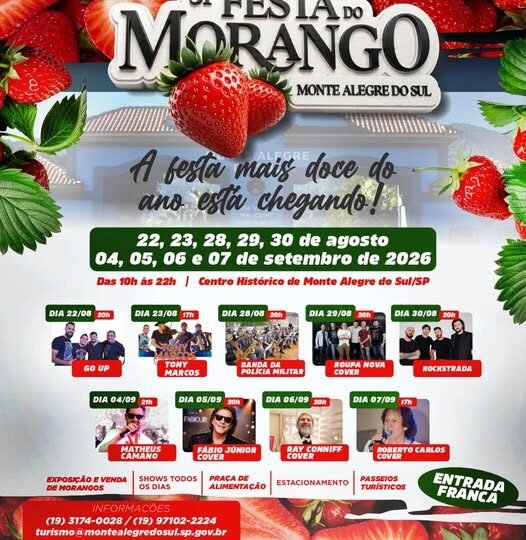 Grandes atrações esperam por você na Festa do Morango