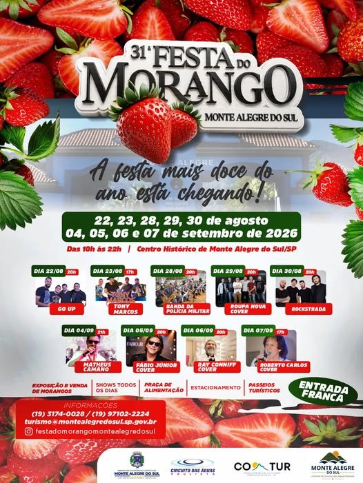 Grandes atrações esperam por você na Festa do Morango