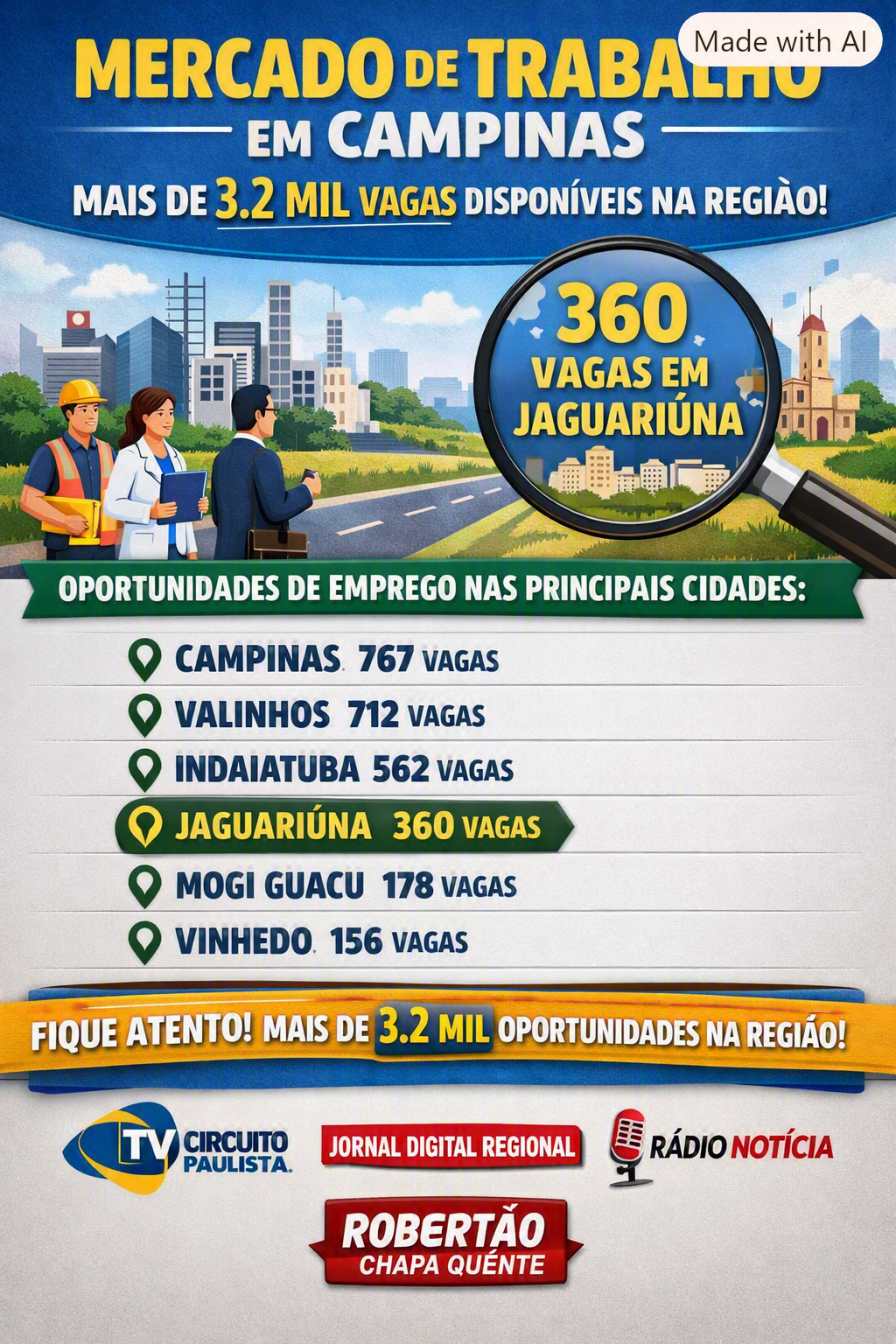 MERCADO DE TRABALHO COMEÇA A SEMANA COM MAIS DE 3,2 MIL OPORTUNIDADES NA REGIÃO DE CAMPINAS