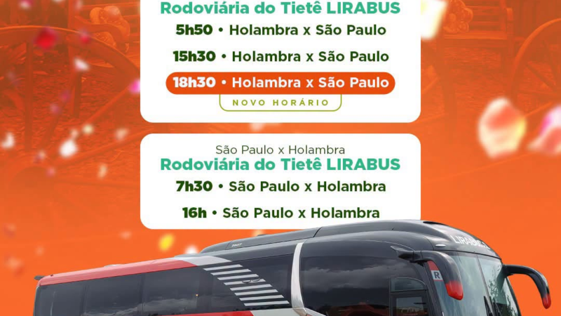 NOVO HORÁRIO DE ÔNIBUS ENTRE HOLAMBRA E SÃO PAULO DURANTE A EXPOFLORA