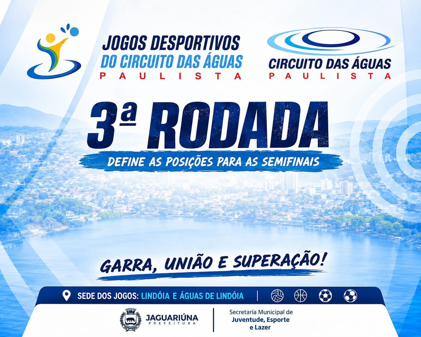 JAGUARÍUNA TERÁ OITO CONFRONTOS NO FIM DE SEMANA PELOS JOGOS DESPORTIVOS DO CIRCUITO DAS ÁGUAS