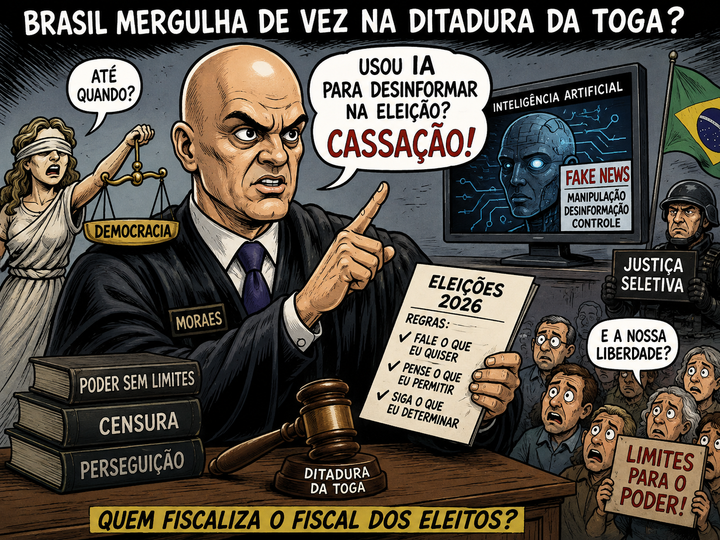 BRASIL MERGULHA DE VEZ NA DITADURA DA TOGA? MORAES FALA EM CASSAÇÃO POR MAU USO DE IA NAS ELEIÇÕES
