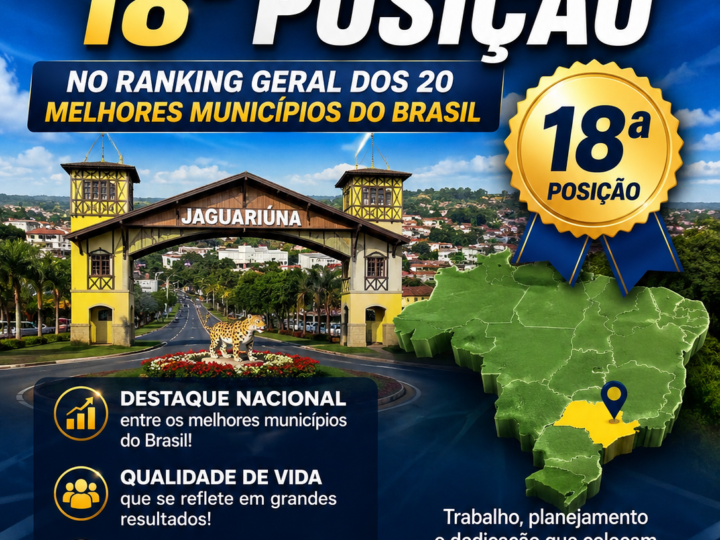 JAGUARIÚNA ESTÁ ENTRE AS 20 MELHORES CIDADES DO BRASIL