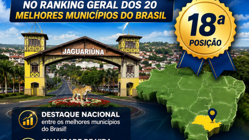 JAGUARIÚNA ESTÁ ENTRE AS 20 MELHORES CIDADES DO BRASIL