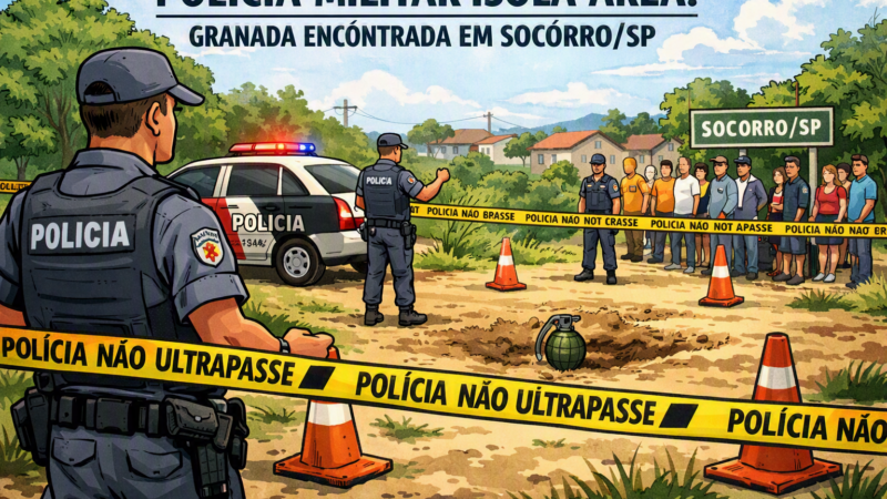 POLÍCIA MILITAR ISOLA ÁREA E ACIONA GATE APÓS GRANADA SER ENCONTRADA EM SOCORRO