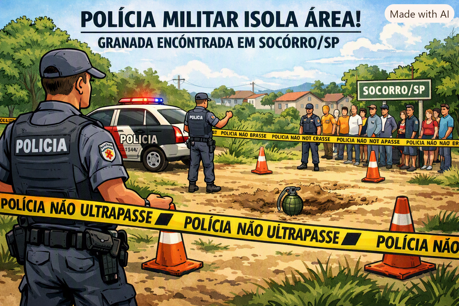 POLÍCIA MILITAR ISOLA ÁREA E ACIONA GATE APÓS GRANADA SER ENCONTRADA EM SOCORRO
