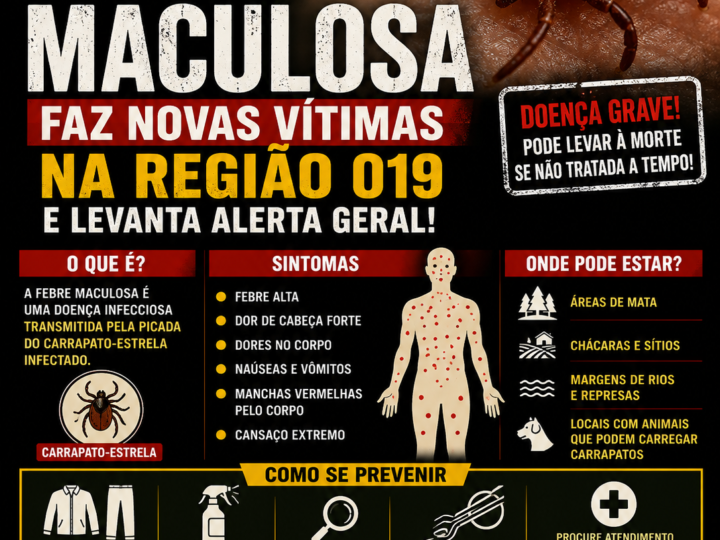🚨 ALERTA NA REGIÃO 019: FEBRE MACULOSA VOLTA A ASSUSTAR E EXIGE ATENÇÃO MÁXIMA