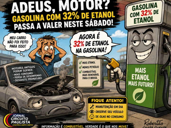 ADEUS, MOTOR? GASOLINA COM 32% DE ETANOL PASSA A VALER NESTE SÁBADO
