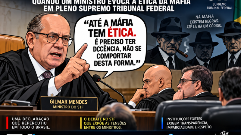 “ATÉ A MÁFIA TEM ÉTICA”: FRASE DE GILMAR MENDES PROVOCA REPERCUSSÃO APÓS SESSÃO NO STF