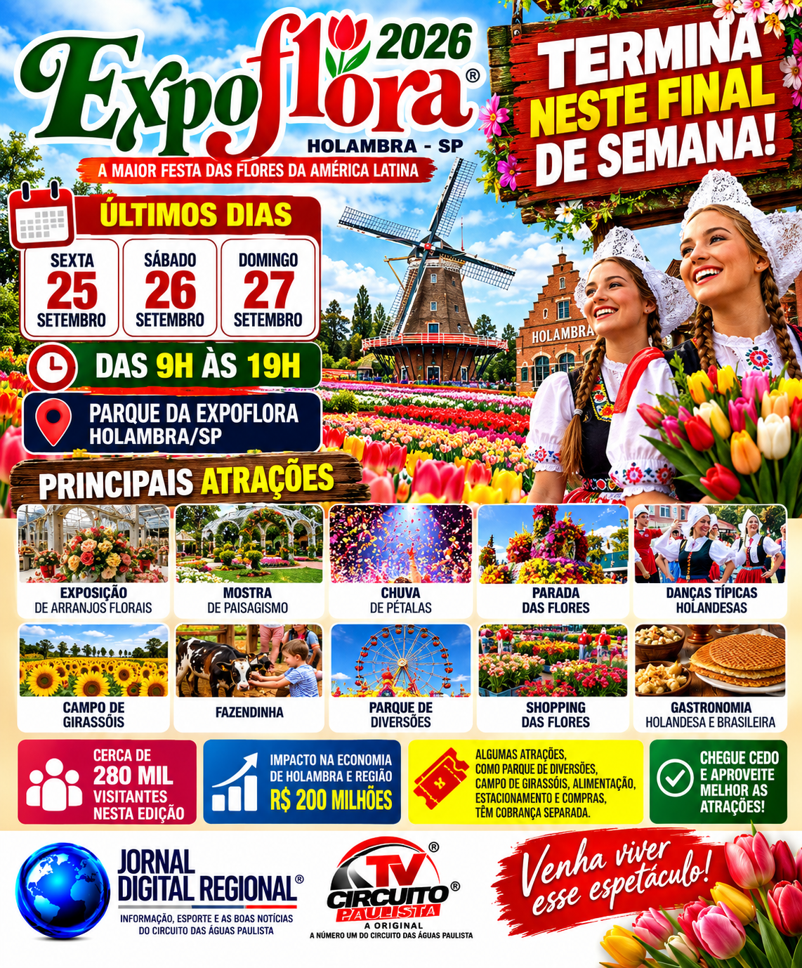 EXPOFLORA 2026 TERMINA NESTE FINAL DE SEMANA EM HOLAMBRA