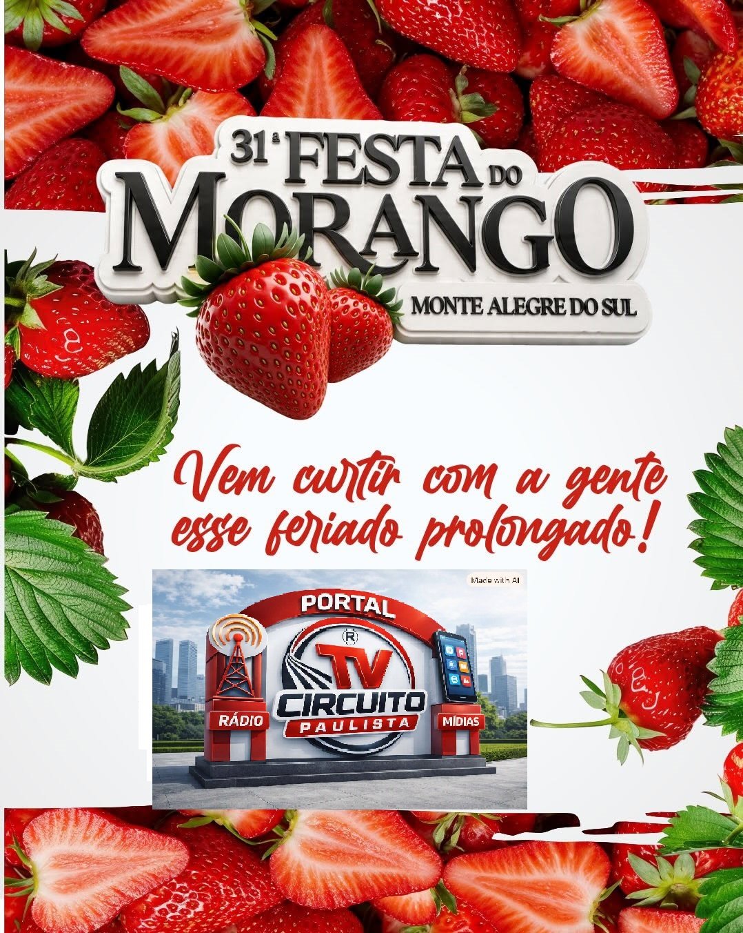 🍓 MONTE ALEGRE DO SUL VIVE O ÚLTIMO FIM DE SEMANA DA TRADICIONAL FESTA DO MORANGO