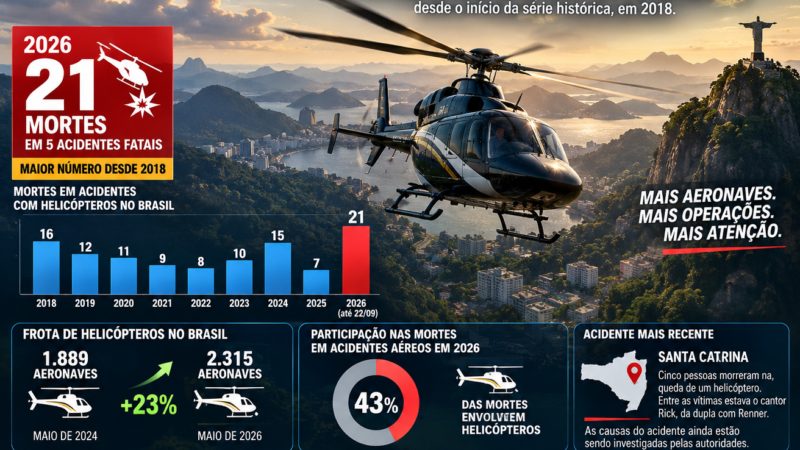 21 MORTES EM 2026: ACIDENTES COM HELICÓPTEROS BATEM RECORDE NO BRASIL