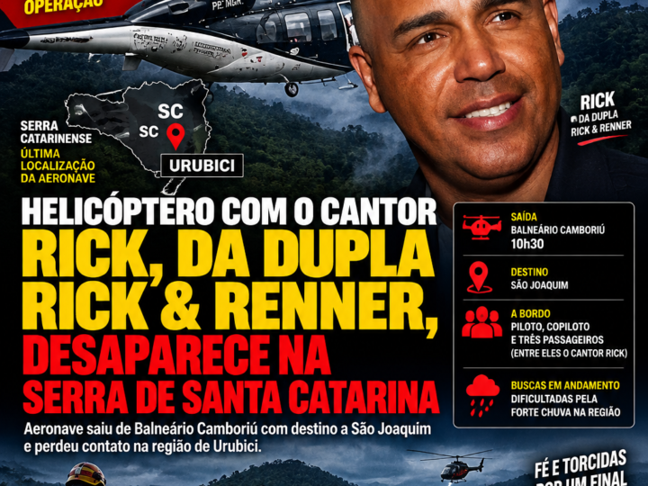 HELICÓPTERO COM O CANTOR RICK, DA DUPLA RICK & RENNER, DESAPARECE NA SERRA DE SANTA CATARINA