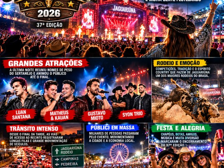 ÚLTIMA NOITE DO RODEIO DE JAGUARIÚNA REÚNE GRANDES ATRAÇÕES, TRÂNSITO INTENSO E UMA CIDADE TOMADA PELA FESTA