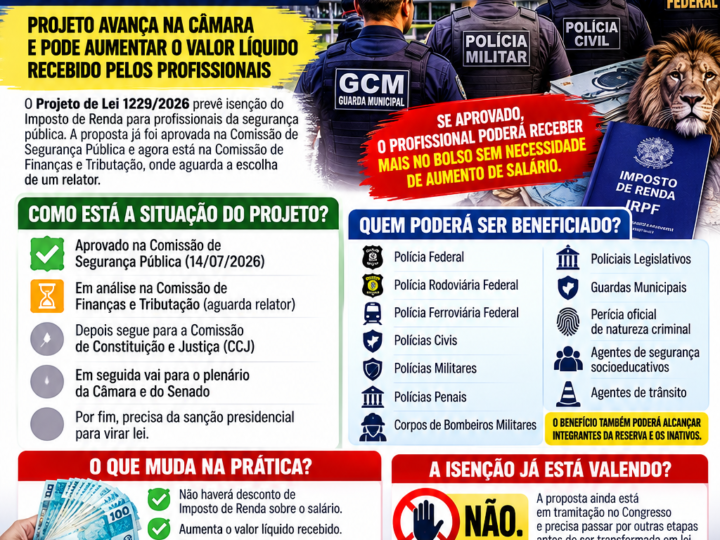 POLICIAIS E GUARDAS MUNICIPAIS PODEM TER ISENÇÃO DE IMPOSTO DE RENDA SOBRE O SALÁRIO