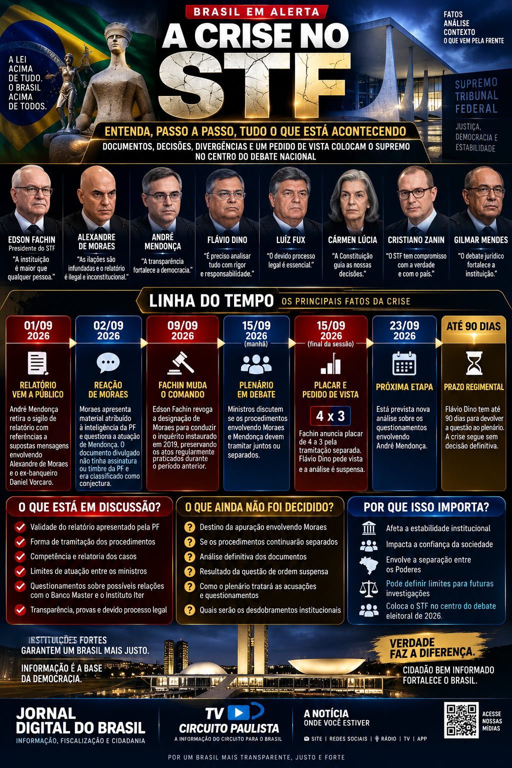 A CRISE NO STF: O QUE ESTÁ EM JOGO NO CONFRONTO ENTRE MORAES, MENDONÇA E O PLENÁRIO