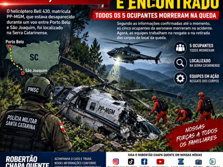 TODOS MORRERAM  – ATENÇÃO: AERONAVE DESAPARECIDA É LOCALIZADA NA SERRA CATARINENSE; CINCO OCUPANTES MORREM NA QUEDA