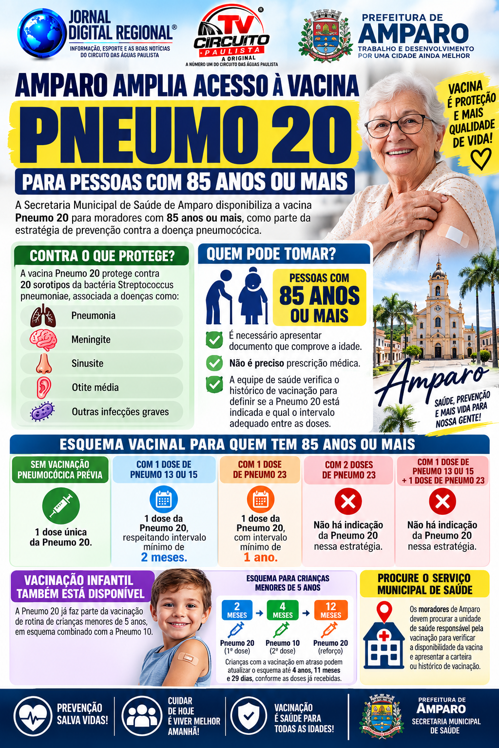 AMPARO AMPLIA ACESSO À VACINA PNEUMO 20 PARA PESSOAS COM 85 ANOS OU MAIS