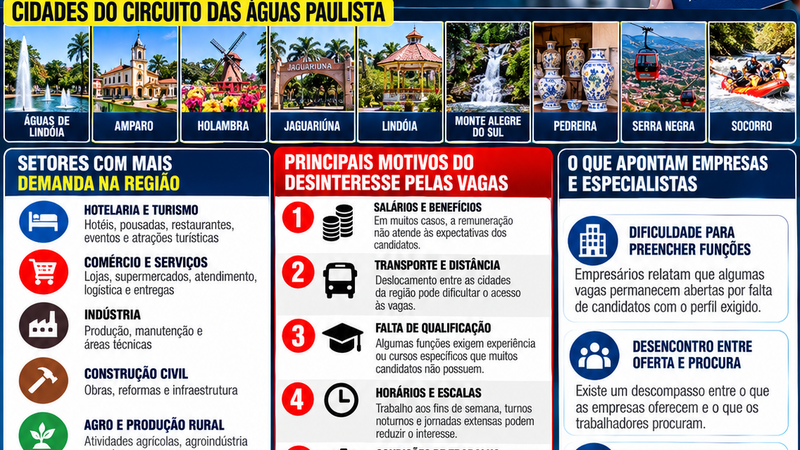 CIRCUITO DAS ÁGUAS TEM VAGAS DE EMPREGO, MAS EMPRESAS ENFRENTAM DIFICULDADE PARA ENCONTRAR CANDIDATOS