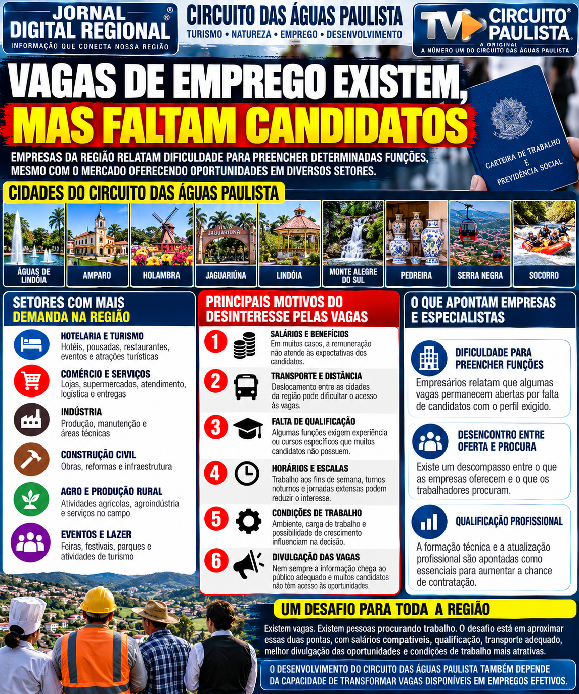 CIRCUITO DAS ÁGUAS TEM VAGAS DE EMPREGO, MAS EMPRESAS ENFRENTAM DIFICULDADE PARA ENCONTRAR CANDIDATOS