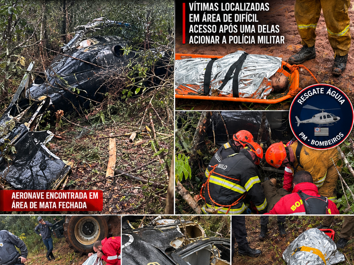 HELICÓPTERO CAI EM ÁREA DE MATA EM IARAS E TRÊS PESSOAS SÃO RESGATADAS COM VIDA