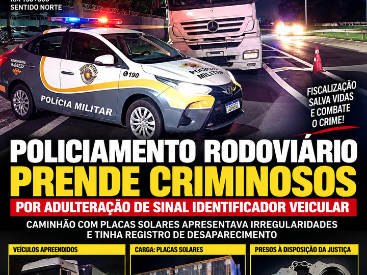 POLICIAMENTO RODOVIÁRIO PRENDE DOIS SUSPEITOS POR ADULTERAÇÃO DE SINAL IDENTIFICADOR DE VEÍCULO EM MOGI MIRIM