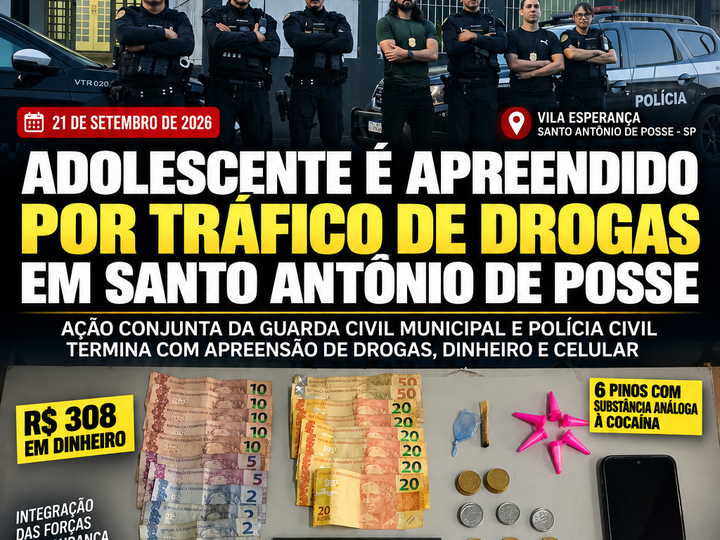 ADOLESCENTE É APREENDIDO POR TRÁFICO DE DROGAS EM SANTO ANTÔNIO DE POSSE