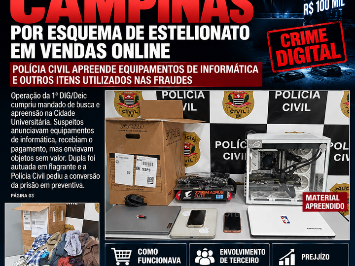 DUPLA É PRESA EM CAMPINAS POR ESQUEMA DE ESTELIONATO EM VENDAS ONLINE