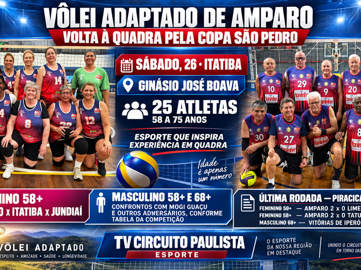 AMPARO LEVA 25 ATLETAS À QUADRA PELA COPA SÃO PEDRO DE VÔLEI ADAPTADO