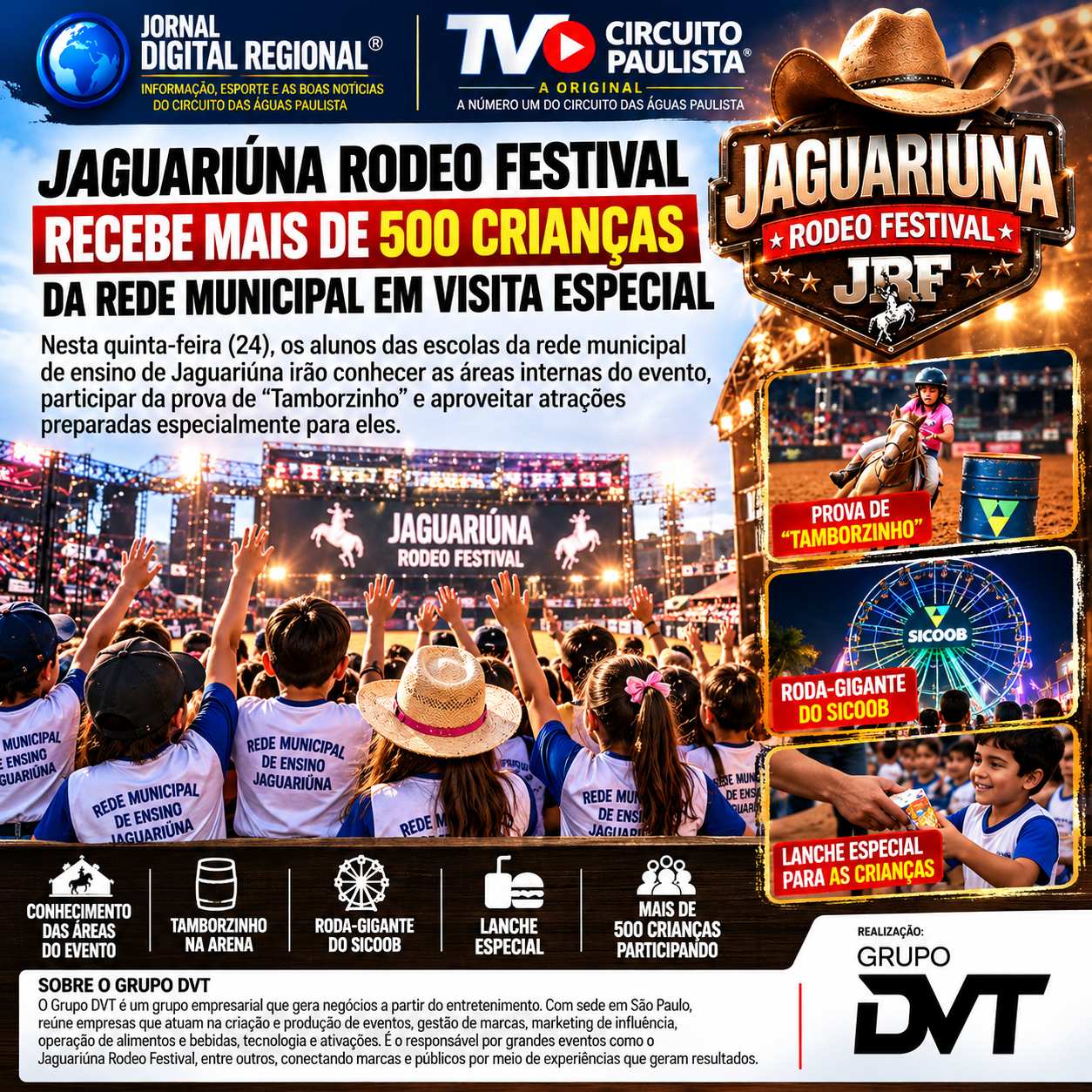 Jaguariúna Rodeo Festival recebe mais de 500 crianças da rede municipal em visita especial .