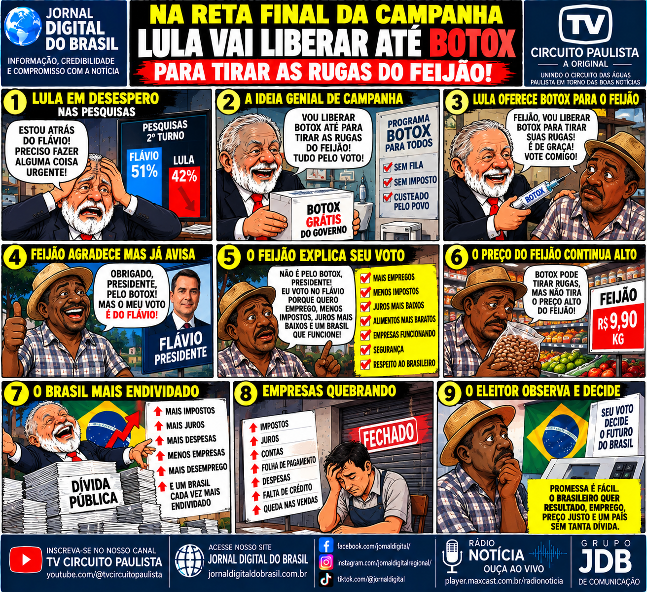 NA RETA FINAL DA CAMPANHA, LULA VAI LIBERAR ATÉ BOTOX PARA TIRAR AS RUGAS DO SACO DO FEIJÃO!