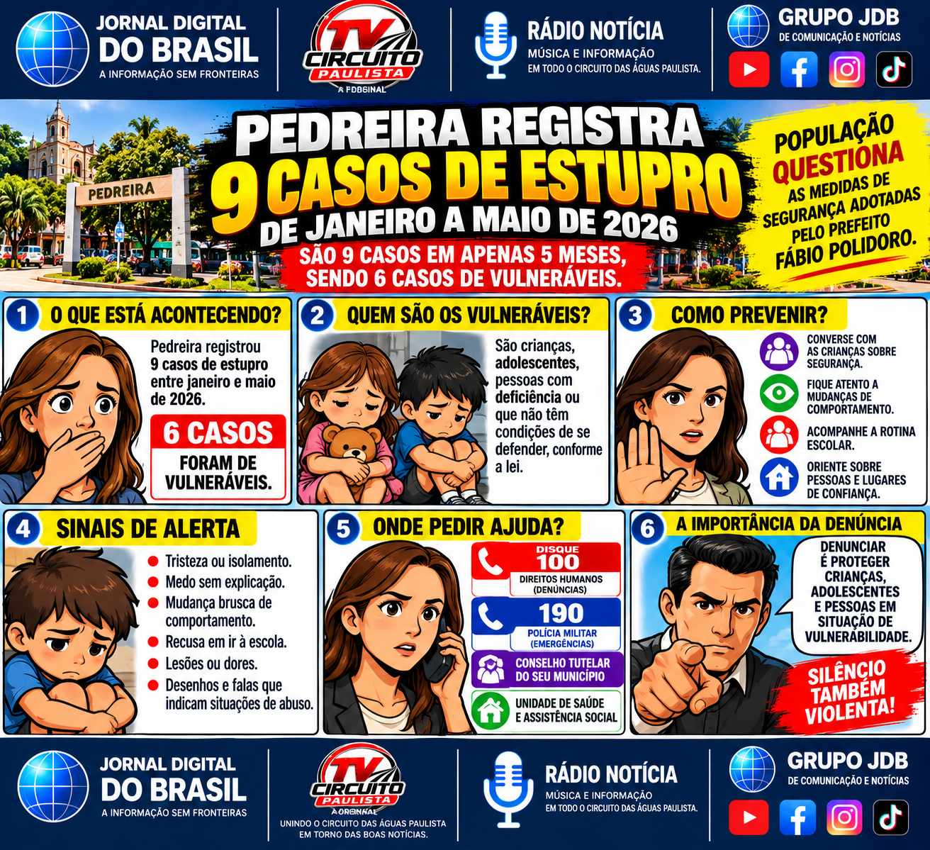 PEDREIRA REGISTRA NOVE CASOS DE ESTUPRO NOS PRIMEIROS CINCO MESES DE 2026; SEGURANÇA PÚBLICA ENTRA EM DEBATE