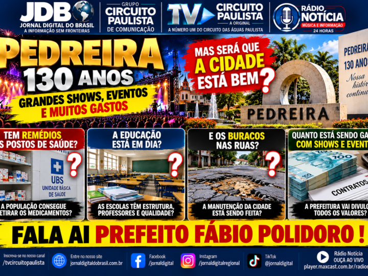 PEDREIRA COMPLETA 130 ANOS COM GRANDES SHOWS, MAS A POPULAÇÃO QUER SABER: COMO ESTÃO OS SERVIÇOS PÚBLICOS?