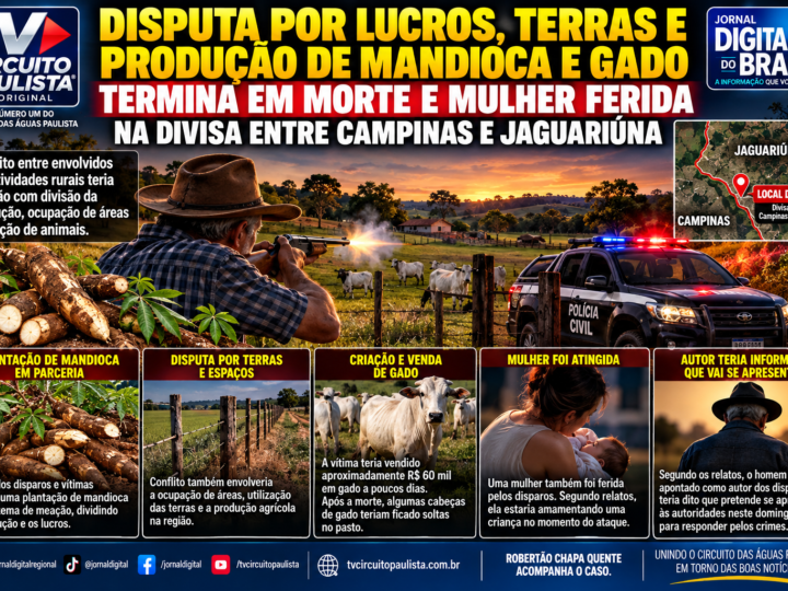 DISPUTA POR LUCROS, TERRAS E PRODUÇÃO DE MANDIOCA E GADO TERMINA EM MORTE E MULHER FERIDA NA DIVISA ENTRE CAMPINAS E JAGUARIÚNA