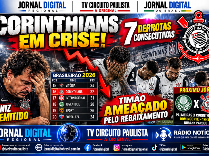 CRISE NO CORINTHIANS: SETE DERROTAS CONSECUTIVAS, DEMISSÃO DE FERNANDO DINIZ E O FANTASMA DO REBAIXAMENTO