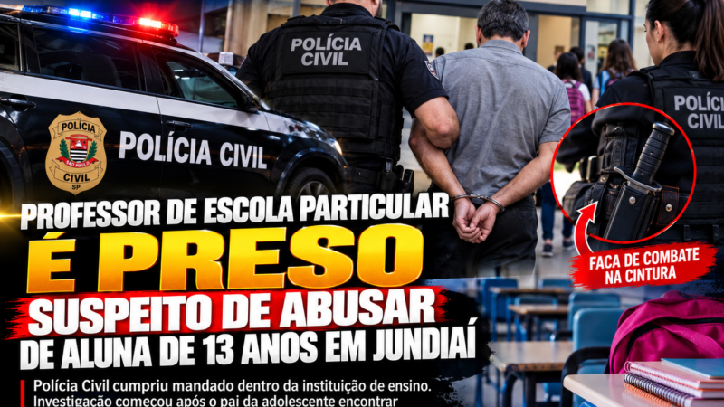 PROFESSOR DE ESCOLA PARTICULAR É PRESO SUSPEITO DE ABUSAR DE ALUNA DE 13 ANOS EM JUNDIAÍ
