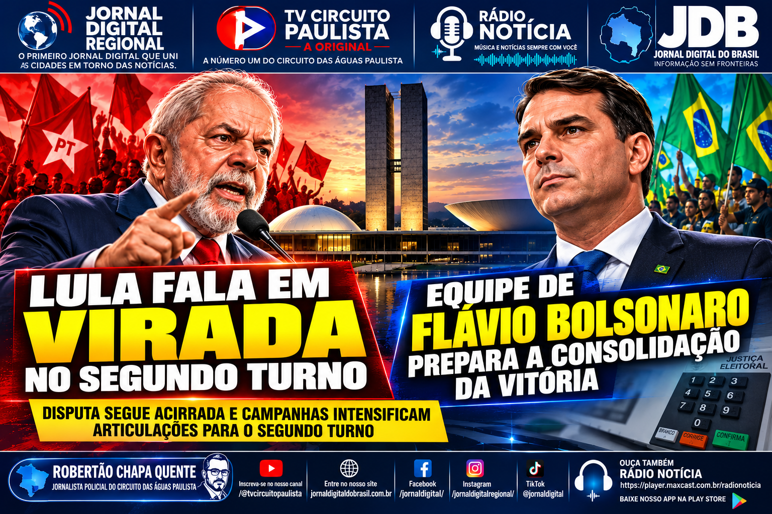 LULA FALA EM VIRADA NO SEGUNDO TURNO; EQUIPE DE FLÁVIO BOLSONARO TRABALHA PARA CONSOLIDAR VANTAGEM