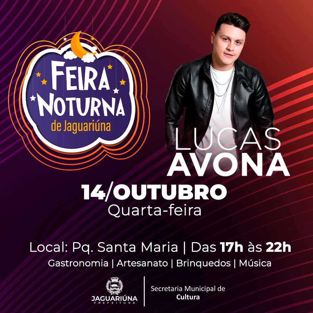 FEIRA NOTURNA DE JAGUARIÚNA ACONTECE HOJE NO PARQUE SANTA MARIA