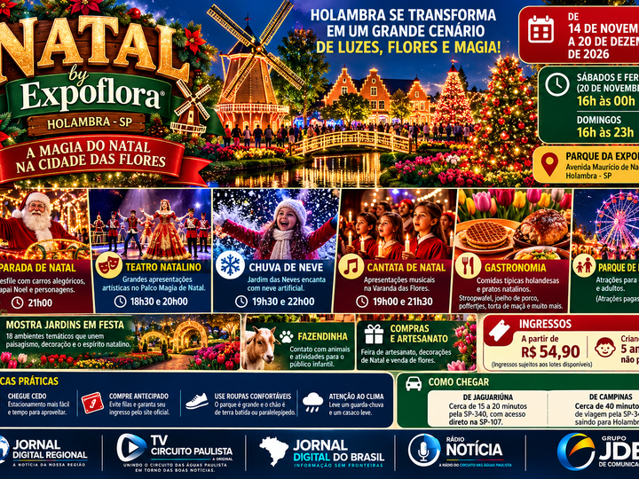 NATAL BY EXPOFLORA TRANSFORMA HOLAMBRA EM UM GRANDE CENÁRIO DE LUZES, FLORES E MAGIA