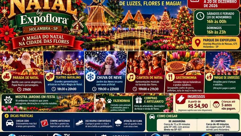 NATAL BY EXPOFLORA TRANSFORMA HOLAMBRA EM UM GRANDE CENÁRIO DE LUZES, FLORES E MAGIA