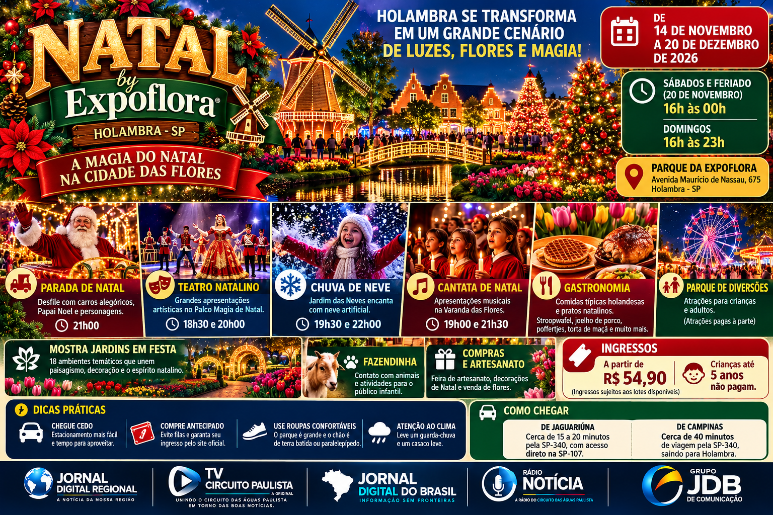 NATAL BY EXPOFLORA TRANSFORMA HOLAMBRA EM UM GRANDE CENÁRIO DE LUZES, FLORES E MAGIA
