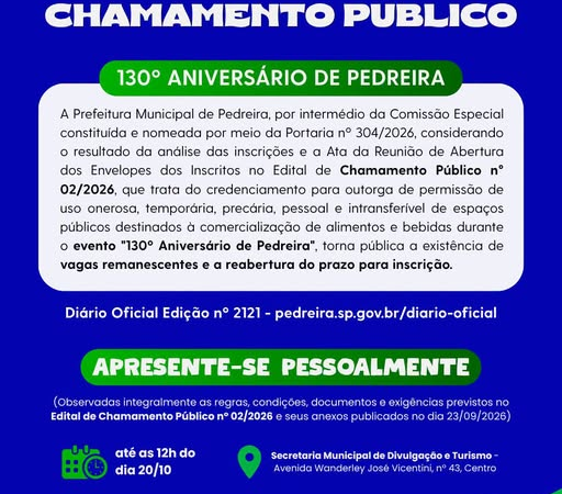 CHAMAMENTO PÚBLICO