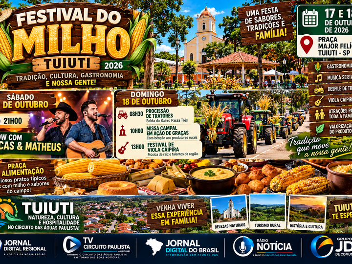 FESTIVAL DO MILHO EM TUIUTI PROMETE UM FIM DE SEMANA DE SABORES, TRADIÇÃO E CULTURA CAIPIRA
