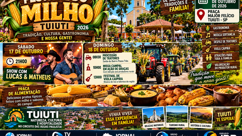 FESTIVAL DO MILHO EM TUIUTI PROMETE UM FIM DE SEMANA DE SABORES, TRADIÇÃO E CULTURA CAIPIRA