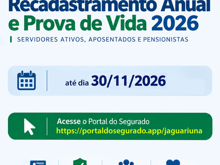 PRAZO DO RECADASTRAMENTO E PROVA DE VIDA DO JAGUARPREV TERMINA DIA 30 DE NOVEMBRO