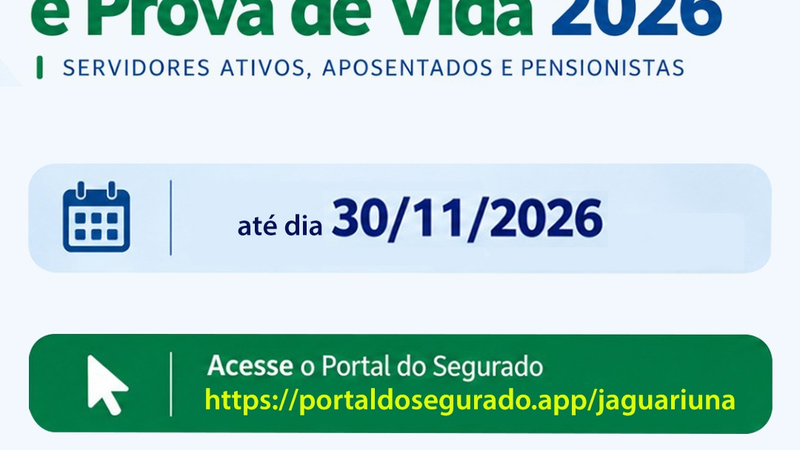 PRAZO DO RECADASTRAMENTO E PROVA DE VIDA DO JAGUARPREV TERMINA DIA 30 DE NOVEMBRO