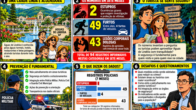 ÁGUAS DE LINDÓIA: CIDADE TURÍSTICA, MAS OS REGISTROS POLICIAIS LEVANTAM QUESTIONAMENTOS SOBRE A SEGURANÇA