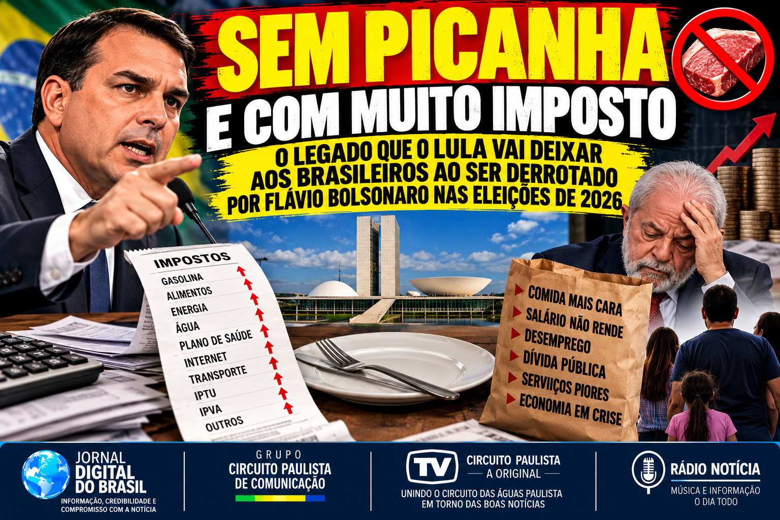 SEM PICANHA E COM MUITO IMPOSTO: O LEGADO QUE LULA PODE DEIXAR AOS BRASILEIROS