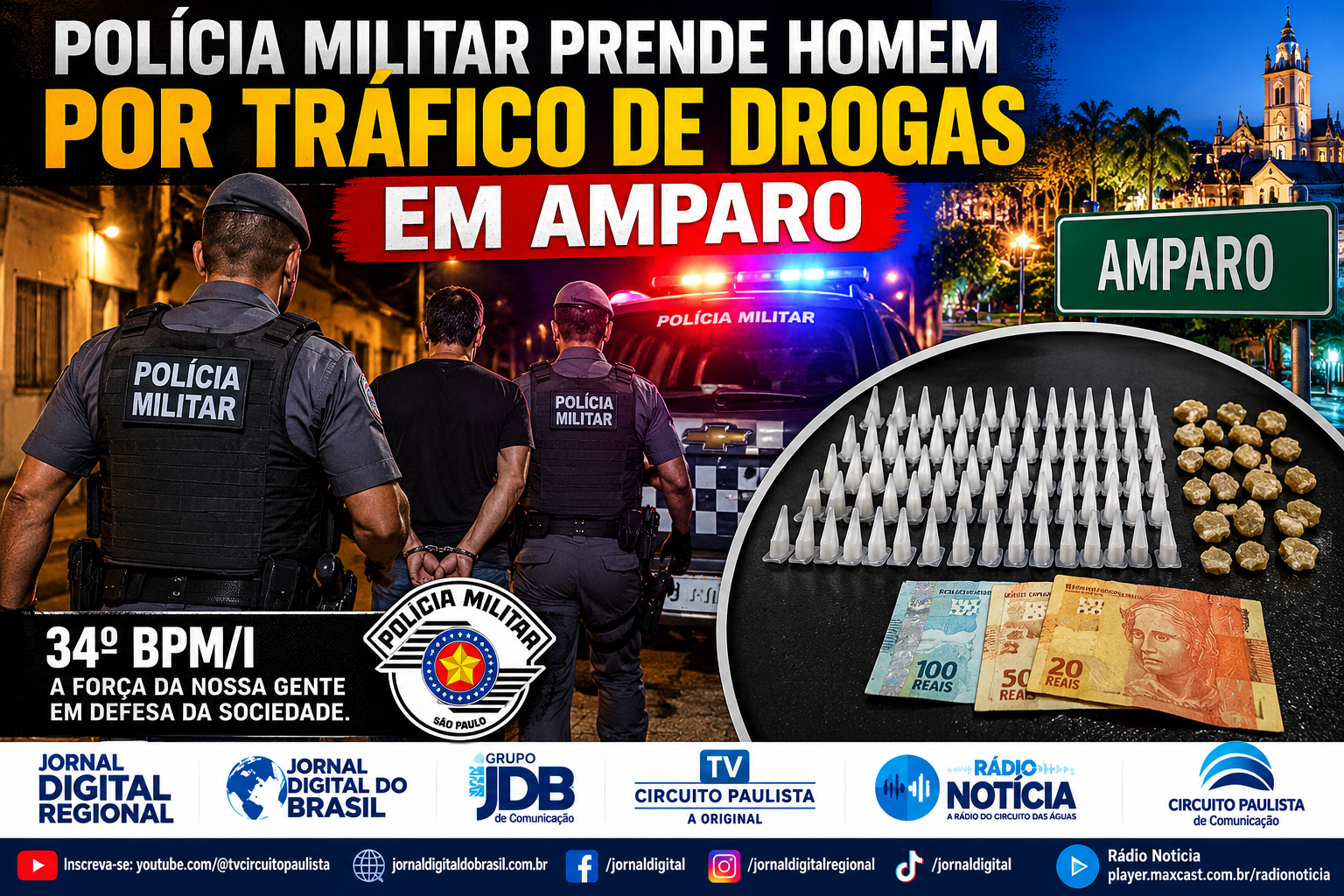 TENTATIVA DE FUGA TERMINA COM APREENSÃO DE COCAÍNA E CRACK EM AMPARO