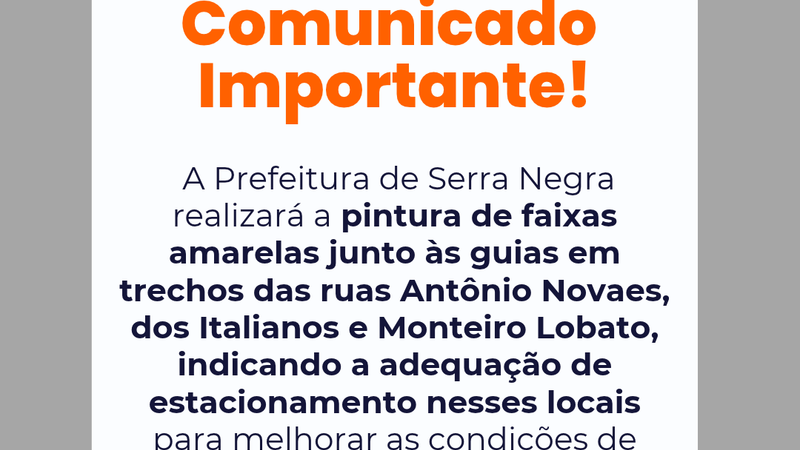 SERRA NEGRA – Prefeitura implantará sinalização para melhorar circulação e acesso em vias de Serra Negra .